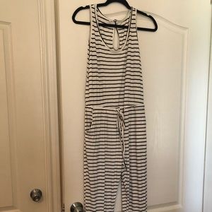 White and black striped jumpsuit
